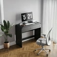 thumbnail image 3 of Vanity Desk, Makeup Vanity Desk with 2 Drawers and Storage Desktop Space, Modern Makeup Vanity Dressing Table with Curved Profile Design, Black Makeup Computer Writing Desk for Home Office Bedroom, 3 of 7