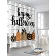 thumbnail image 3 of Fsddascl Happy Halloween Shower Curtain Set - Extra Long 72" x 96" Washable Bathtub Curtain with 12 Hooks, Dot Pumpkins Holiday Wooden Plank Waterproof Fabric Stall Shower Curtains for Bathroom, 3 of 6