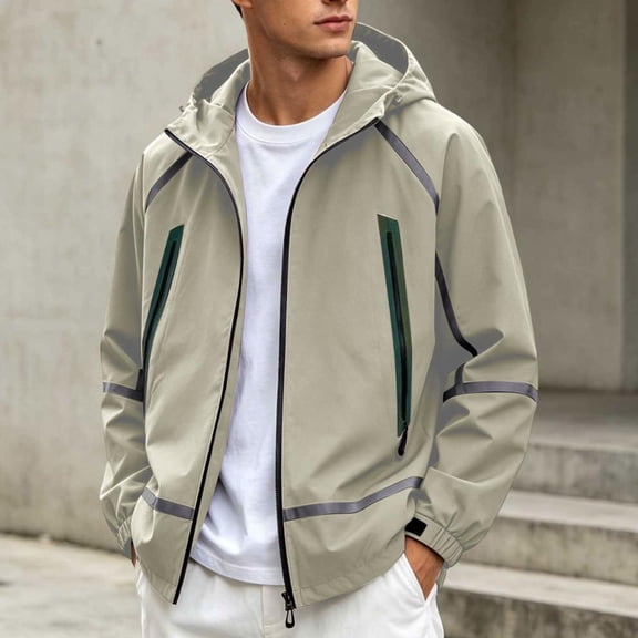 Bxsruta Mens Windbreaker Lightweight Hooded Full Zip Athletic Jacket Casual Outdoor Coat