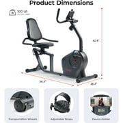 Sunny Health & Fitness Heavy-Duty Recumbent Smart Bike, Home Bicycle Exercise for Adult-Seniors & Free SunnyFit® App Membership - SF-RB4616SMART