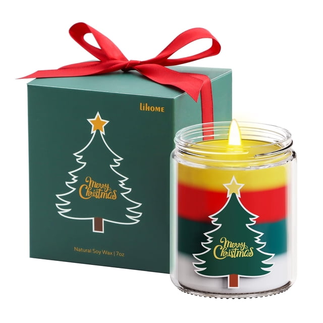 Vela de Cera de Soya Aromática Abeto Navideño Lihome 7oz