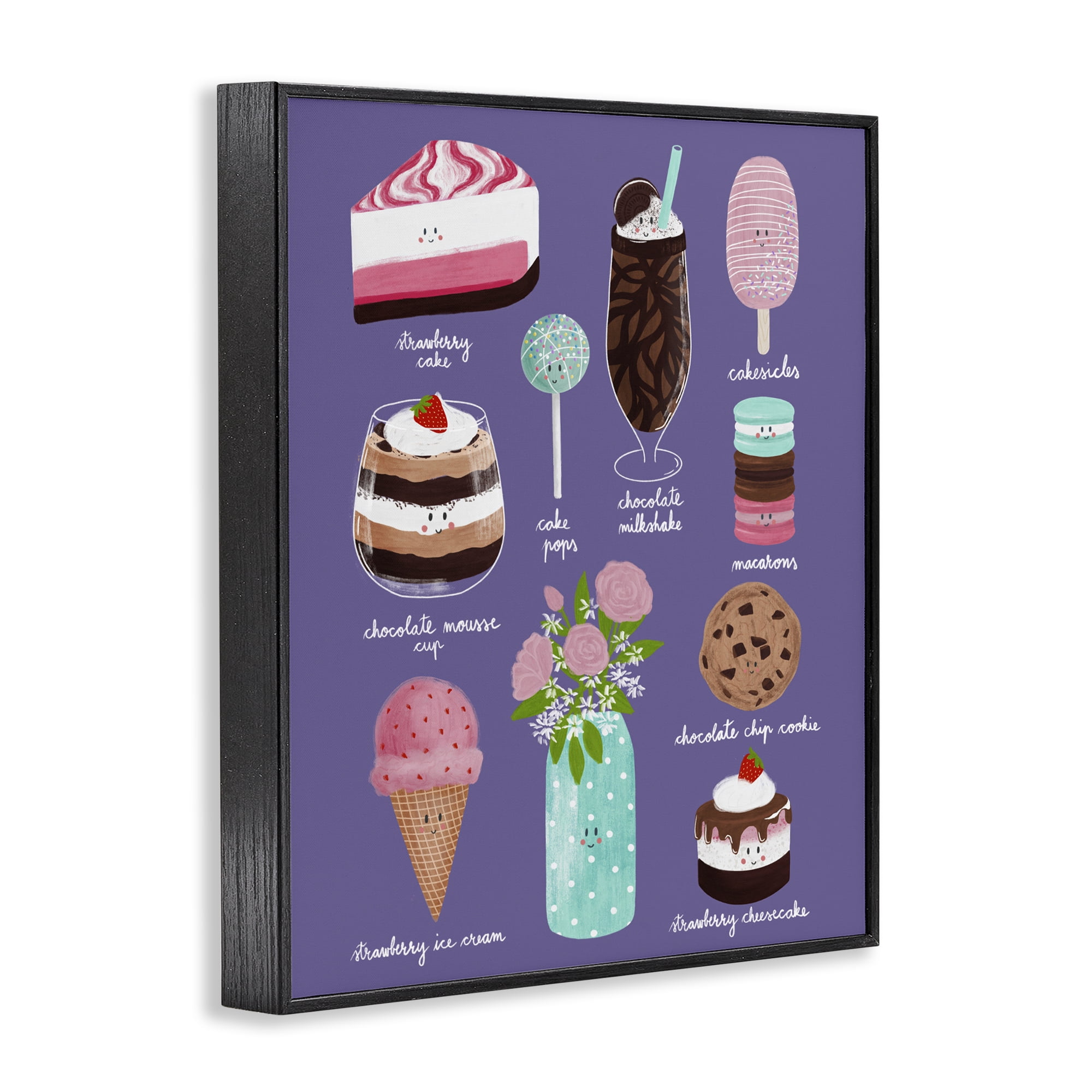 Stupell Industries Decadent Desserts & Flowers Black Framed Giclee Art, design by Metka Hiti