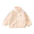 thumbnail image 4 of Kids Thick Warm Fuzzy Fleece Coat, Boys & Girls Fleece Lined Outerwear with Mock Neck, 2025 Fashion Basic Long Sleeve Jacket for Fall and Winter Season Beige, 4 of 4