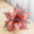 thumbnail image 6 of CuiLiyq Glitter Poinsettia Christmas Flowers, 9.8" Artificial Christmas Flowers for Christmas Tree Wreath Decoration, for Home Holiday Wedding Party Decoration (Pink), 6 of 6