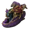 thumbnail image 3 of Magic Purple Mother Dragon Protecting Her Colorful Hatchling Babies Figurine, 3 of 9