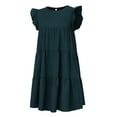 thumbnail image 2 of Maternity Dresses Casual Babydoll Dress Ruffle Short Sleeve A-Line Flowy Tiered Tunic Mini Dress, 2 of 4