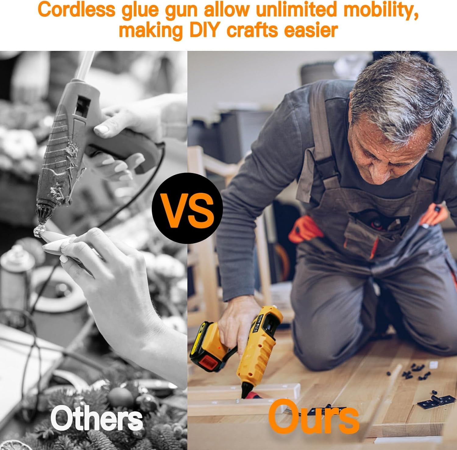 100 Watt Cordless Hot Glue Gun, Handheld Portable for DIY Crafts, Glueing Glass, Plastic Wood, Quick Home School Repairs, Not Included Battery