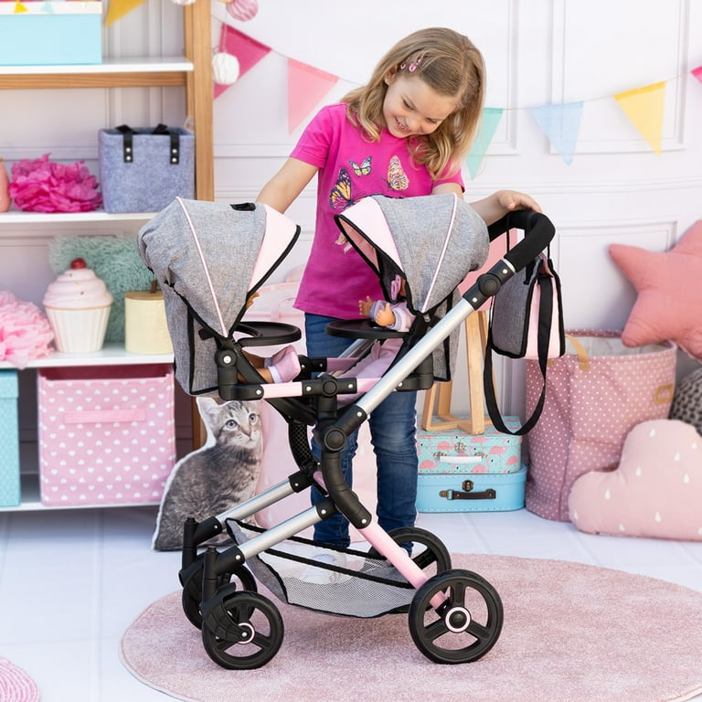 Bayer: Twin Doll Pram Neo with Adjustable Height Handle and