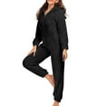 thumbnail image 6 of Winter Rompers Sleepwear New Women Long Sleeve Hooded with Pocket Jumpsuit Pajamas Casual Winter Warm Romper Sleepwear Women's Novelty Sleep and Loungewear Black 3XL New, 6 of 8
