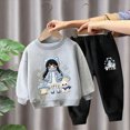 thumbnail image 2 of 6-7T Boys Girl Clothes Set Crewneck Sweatshirt Long Sleeve Tops + Jogger Pants Fall Winter Outfits 3T 4T 5T 6T 7T 8T 9T 10T Kids Grey Outfits, 2 of 7