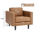 thumbnail image 3 of Modern Tight Back Upholstered Genuine Leather Accent Chair, Single Sofa Chair with Armrest for Living Room, Apartment, Small Spaces, Leather, Tan, 3 of 12