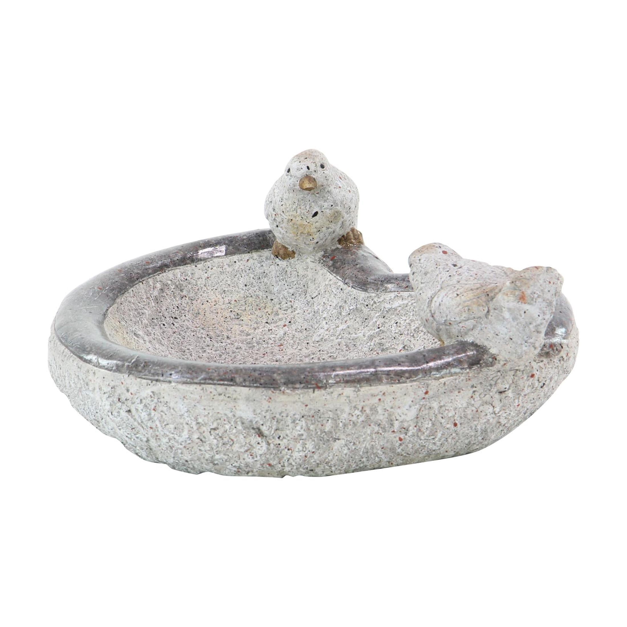 DecMode 6" Indoor Outdoor Bird Garden Sculpture with Bath Bowl