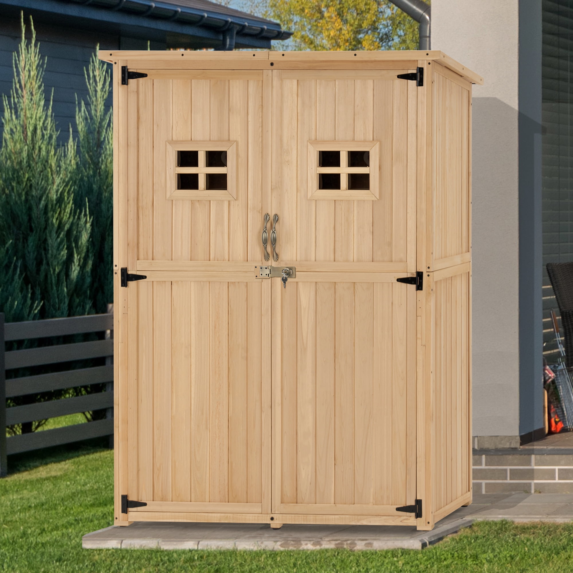 MCombo Wood Large Outdoor Storage Tool Shed (46.9" x 22.4" x 66") 1911 (Beige)