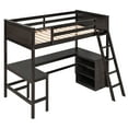 thumbnail image 4 of Harper & Bright Designs Twin Size Loft Bed with Desk and Shelves, Wooden Loft Bed with Storage for Adults, Espresso, 4 of 15
