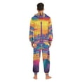 thumbnail image 6 of Tower and Houses Adult Onesie Pajamas Slim Fit Christmas One Piece Suit Pjs for Women and Men Hooded Zipper, 6 of 7