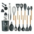 thumbnail image 2 of Umite Chef Kitchen Cooking Utensils Set, 33 pcs Non-Stick Utensils Spatula Set with Holder, Black Wooden Handle Silicone Kitchen Gadgets, 2 of 8