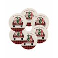 thumbnail image 7 of 15 Inch Round Placemats Set of 6, Red Gnomes Christmas Non Slip Heat Insulation PP Table Mats, Truck Xmas Tree Checkered Retro Washable Place Mats for Kitchen Dining Party Table Decor, 7 of 7