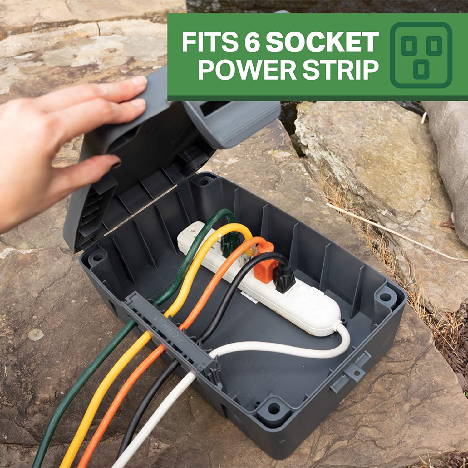 Waterproof Extension Cord Connection Box - Black Weatherproof Outdoor Box for Electrical Connections
