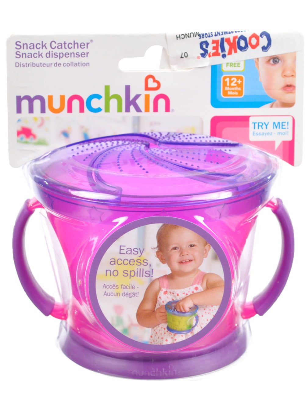 Munchkin Snack Catcher , 2 Pack, Pink/Purple