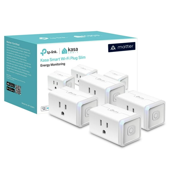 Kasa Matter Smart Plug w/ Energy Monitoring, Compact Design, 15A/1800W Max, Super Easy Setup, Works with Apple Home, Alexa & Google Home, UL Certified, 2.4G Wi-Fi Only,