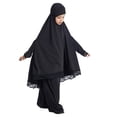 thumbnail image 3 of IDOPIP Kids Girls Abaya Muslim Full Cover Lace Hijab Dress 2pcs Kaftan Dubai Islamic Prayer Dress, 3 of 8