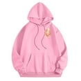 thumbnail image 4 of Half Zip Pullover Women Winter Fall Oversized Hooded Long Sleeve Puff One Shoulder Drawstring Floral Leisure Cotton Sweatshirts Hoodies(Pink,XXL), 4 of 6