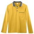 thumbnail image 3 of Mens Polo Shirts Lightweight Casual 3/4 Sleeve Button Up Collared Golf Tops with Pocket Loose Fitting Breathable Trendy Shirts for Men Yellow L, 3 of 9