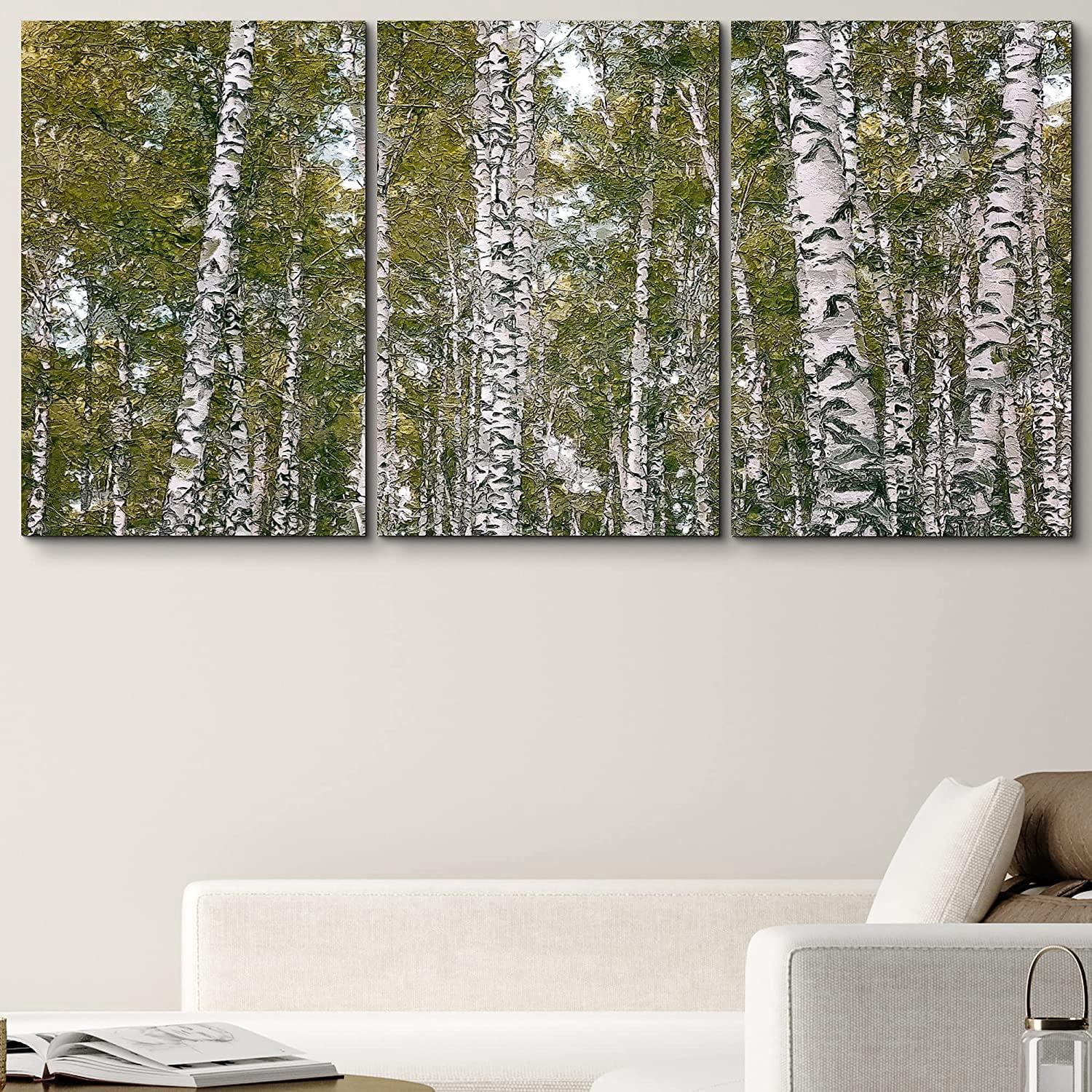 PixonSign Canvas Print Wall Art Set Dark Green White Tree Forest Nature ...