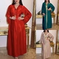 thumbnail image 4 of Aellinatey Dubai Arabic Muslim Maxi Dress Women Long Sleeve Velvet Hooded Robe Embroidery Trim Moroccan Kaftan Islamic Clothing Solid Color Turkey Gown, 4 of 17
