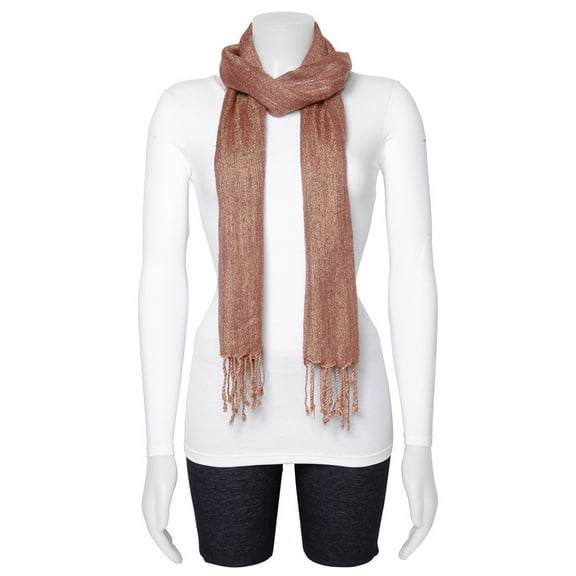 FB Jewels Brown/Gold Woven Viscose Fashion Scarf