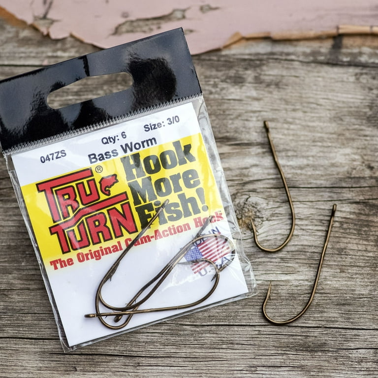 Tru-Turn Bass Worm Hook Size 3/0 6 Pack