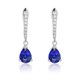 thumbnail image 1 of JeenMata Aros de Talla Brillante en Forma de Pera de 2,25 Quilates con Zafiro Azul y Piedra Natal de Septiembre Engastados en Pavé, Chapados en Oro Blanco de 18 K sobre Plata, 1 of 6