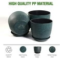 thumbnail image 2 of 12/10/9 Large Modern Plant Pots, Plastic Planters with Drainage Holes and Saucers for Indoor Outdoor Plants Flowers, Black with Green Speckles, 2 of 5