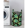 thumbnail image 3 of Floral Laundry Bag, Continuous Blossom Flowers in Nature Tones Pastel Meadow Plants Pattern, Basket with Handles Drawstring Closure for Laundromats, 13" x 19", Charcoal Grey and Green, by Ambesonne, 3 of 4