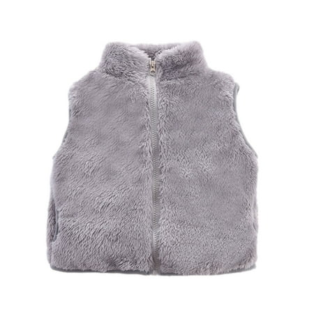 

Baby Kids Boys Girls Sleeveless Jacket Polar Soft Sherpa Fleece Vest Outerwear Zip up Hoodie Coat With Pockets