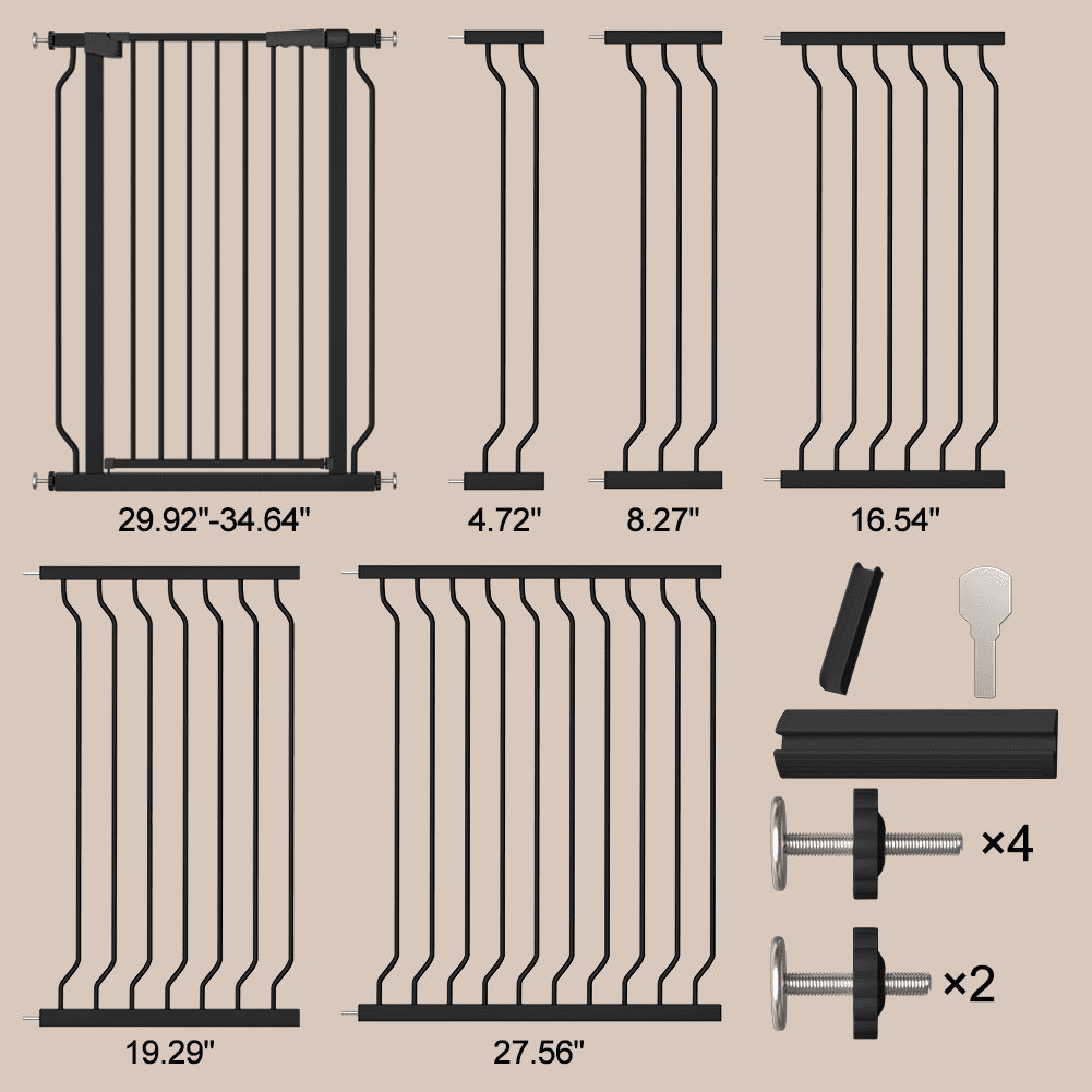 Fairy Baby Baby Gate Tall 40.55" Extra Wide Pet Dog Gate 30"-34" Black Metal