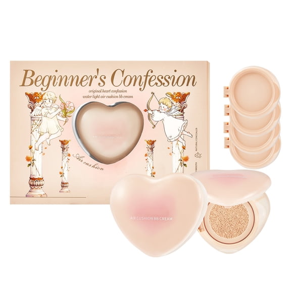 Air Cushion BB Cream Cushion Foundation with 4 Replacement Cores, Concealer Full Coverage, Long-Lasting and Even For All Skin Types, Color Changing Foundation