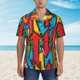 thumbnail image 2 of Fuzoiu Colorful Arrow Graffiti Pattern Print Hawaiian Shirt for Men, Summer Beach Casual Short Sleeve Button Down Shirts, Men’s Beach Summer Shirts with Pocket,Medium, 2 of 7