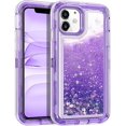 thumbnail image 1 of Funda protectora para iPhone 11 Glitter, Liquid Bling Quicksand 3 en 1 híbrido resistente a impactos a prueba de golpes parachoques duro cubierta protectora de goma transparente suave, 1 of 5
