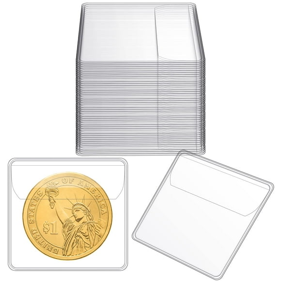 Fundas para monedas, de PVC, 150 unidades, transparentes