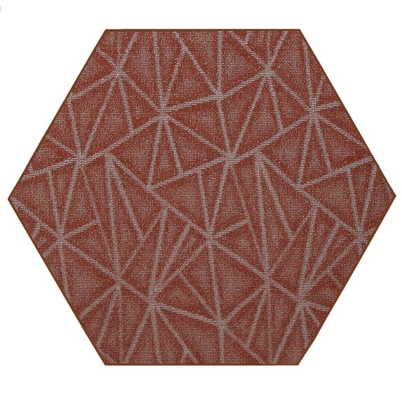 Furnish My Place Indoor Floor Rug - 9 ft. Hexagon, Rust, Geometrical Print, Customized Area Rug for Bedrooms, Hallways, Living Rooms