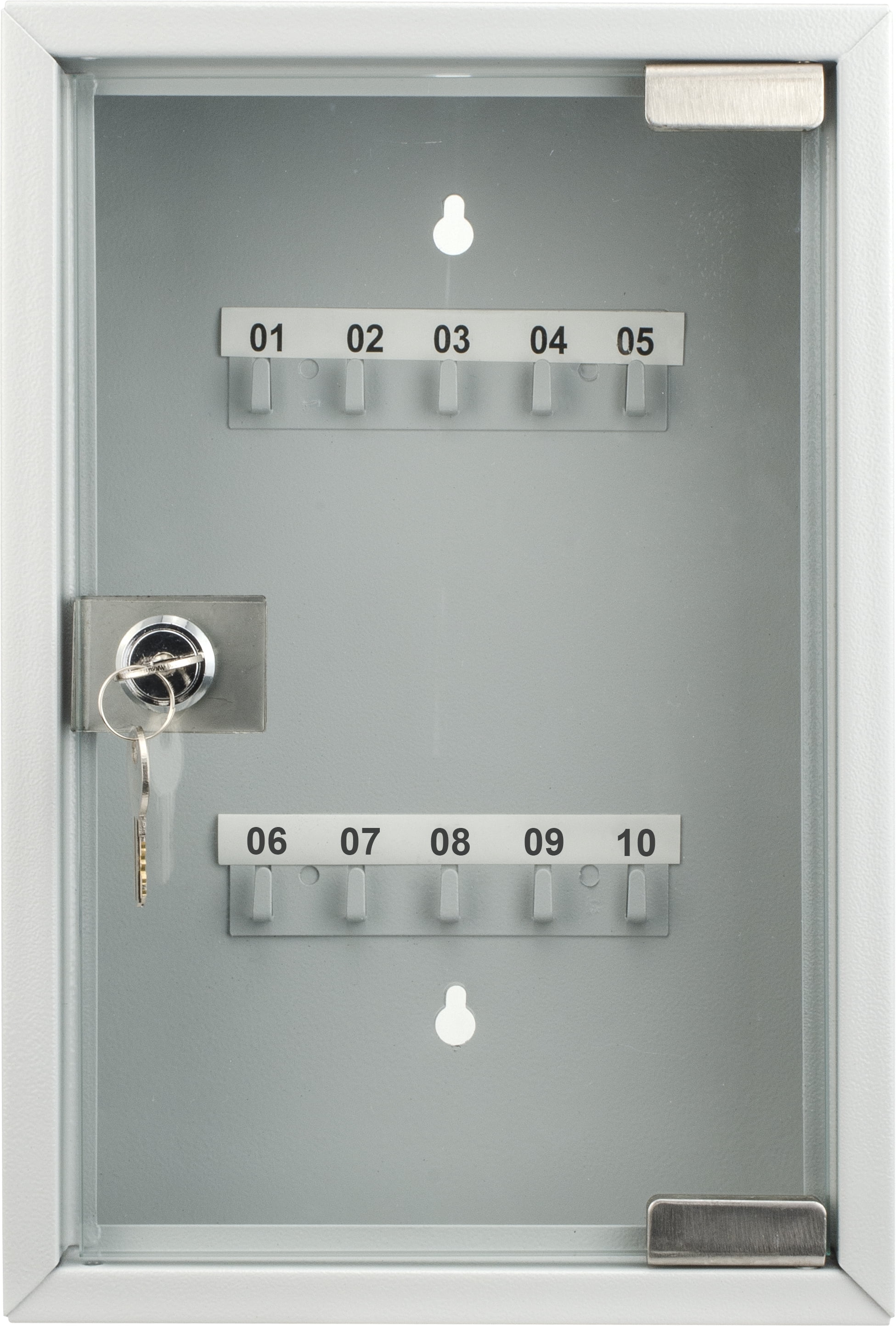 10 Keys Lock Box Gray W/ Glass Door