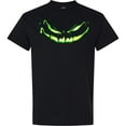 thumbnail image 3 of Inktastic Sinister Grinning Pumpkin Face in Lime Green Glow T-Shirt, 3 of 5
