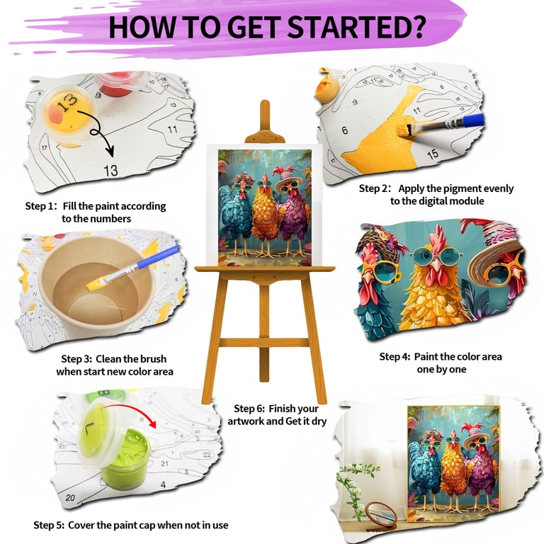 JYLMOOD Paint by Numbers Kit, Colorful Rooster 16x20in photo 3