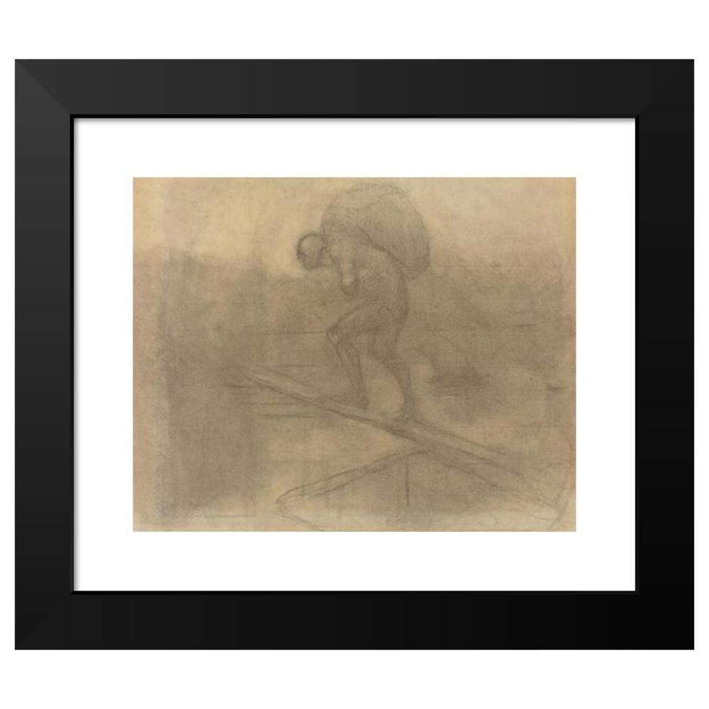 Honoré Daumier 14x12 Black Modern Framed Museum Art Print Titled - Man Carrying a Sack