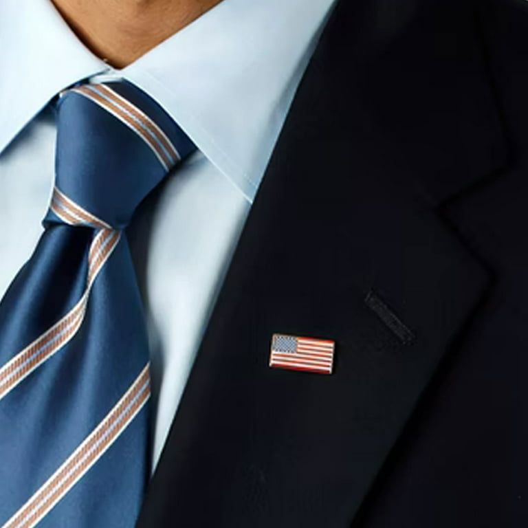 2 Pc American Flag Lapel Pin Hat Tie Tack Badge Pinback Vote Gold