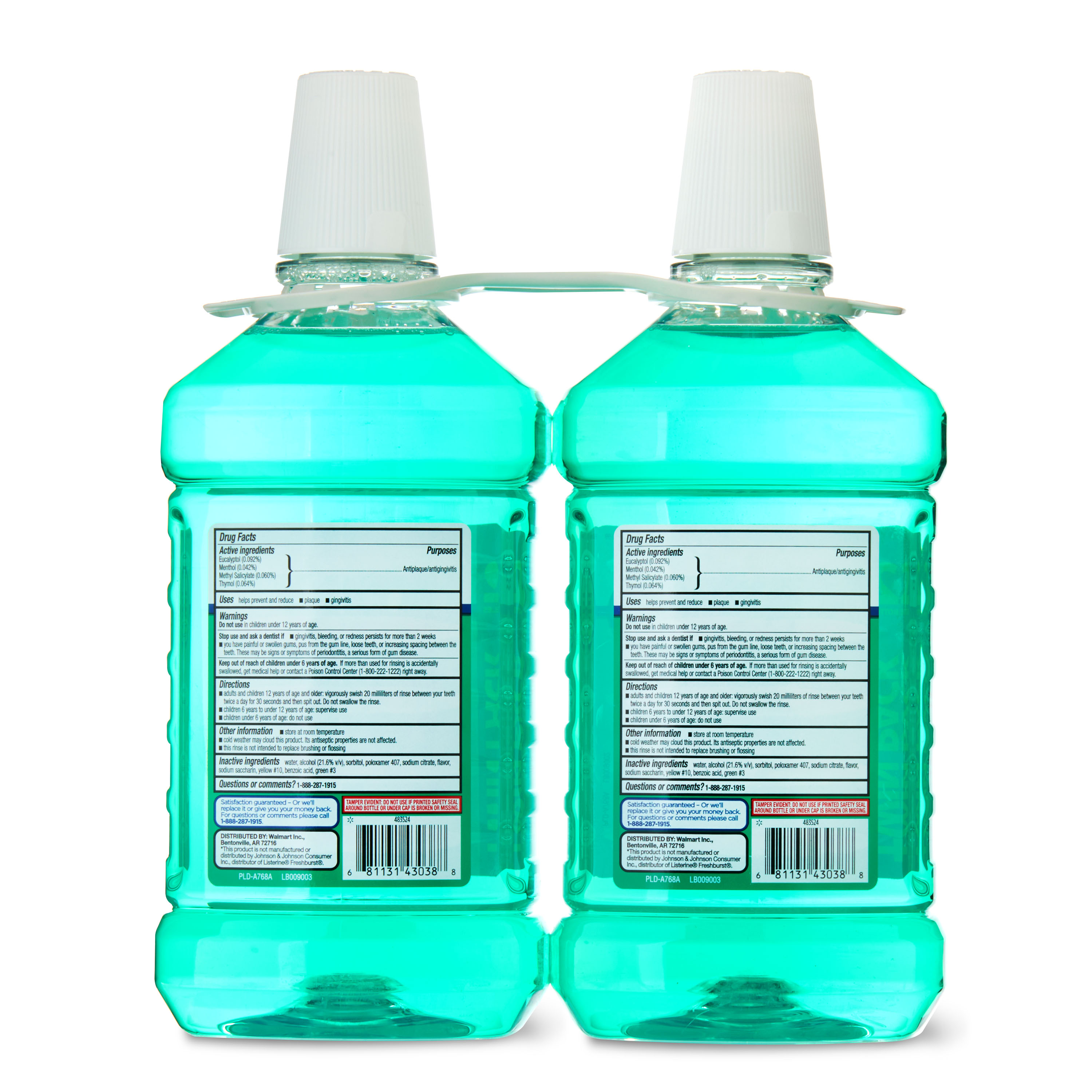 Equate Antiseptic Mouthwash, Mint Blast, Twinpack, 2 Bottles, 2 x 1.5 Liters (50.7 fl oz) - image 5 of 7