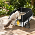 thumbnail image 5 of Black-1Pack XL Open Top Stainless Steel Cat Litter Box With High Sides, 5 of 8