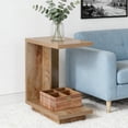 thumbnail image 3 of C-Shaped Side Table Set of 2, Narrow 2-Tier End Table for Living Room, Couch, Bedroom, Bedside, Nightstand, Brown, 3 of 6