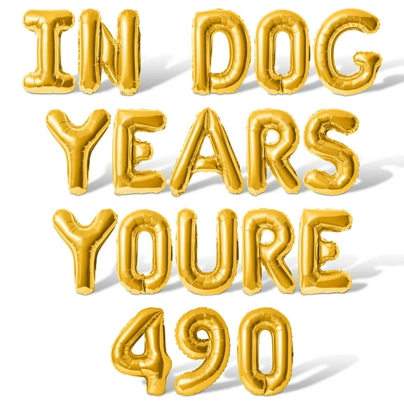 Letter Balloons - IN DOG YEARS YOURE 490 16" Inch Alphabet Letters Foil Mylar Balloon 70th Birthday Party Banner (Gold)